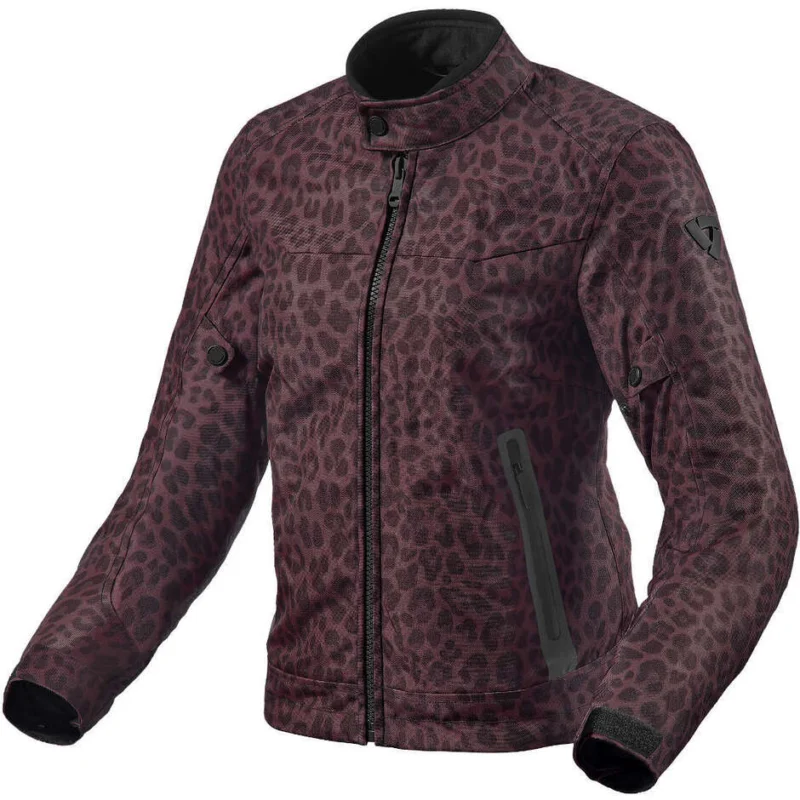 Professionale Giubbotto Moto Donna Rev'it SHADE H2O Lady Leopardo Rosso