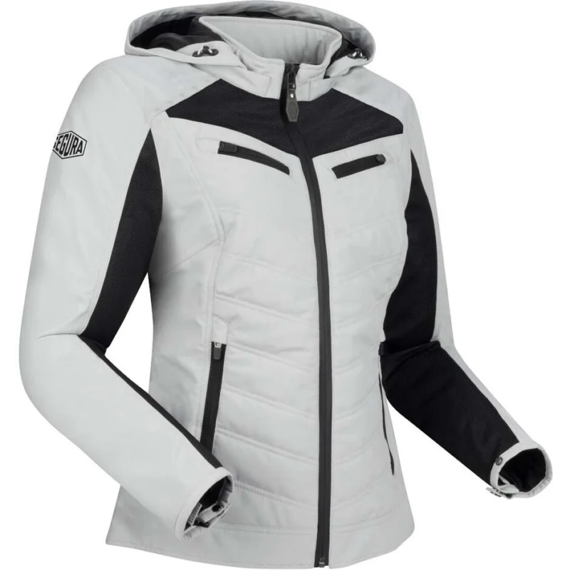 Affare Giubbotto Moto Donna Segura LADY NATCHO VENTED Chiaro Grigio Bianco