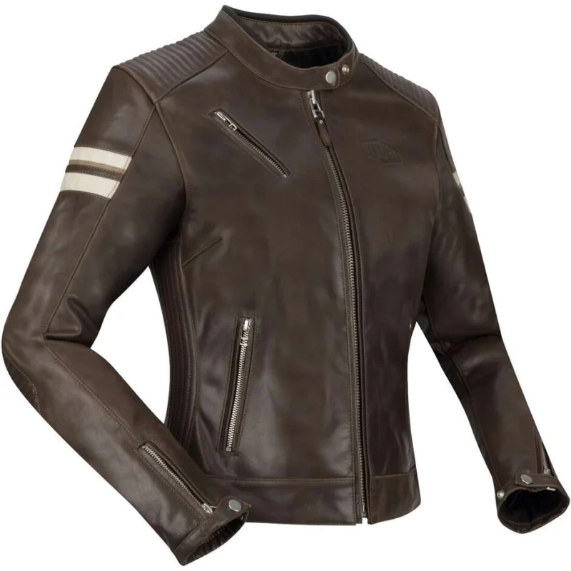 Giubbotto Moto Donna Segura LADY ROMEO Marrone Bianco Must-Have