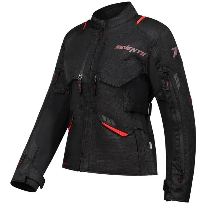 Giubbotto Moto Donna Seventy Degrees SD-JT69 TANAMI Nero Rosso A Buon Prezzo