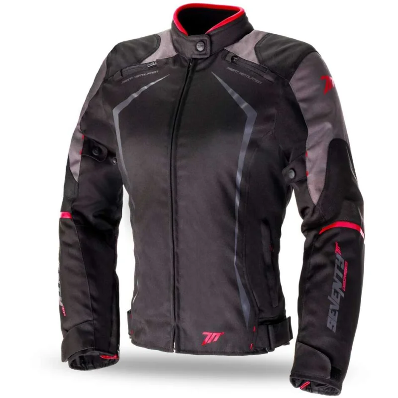 Giubbotto Moto Donna Seventy JR49 Racing Line WP Nero Rosso Quantità Limitata