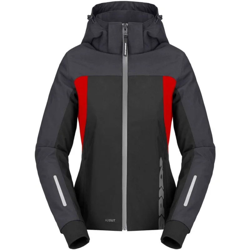 Consegna Rapida Giubbotto Moto Donna Spidi HOODIE H2OUT II LADY Nero Antracite Rosso fluo