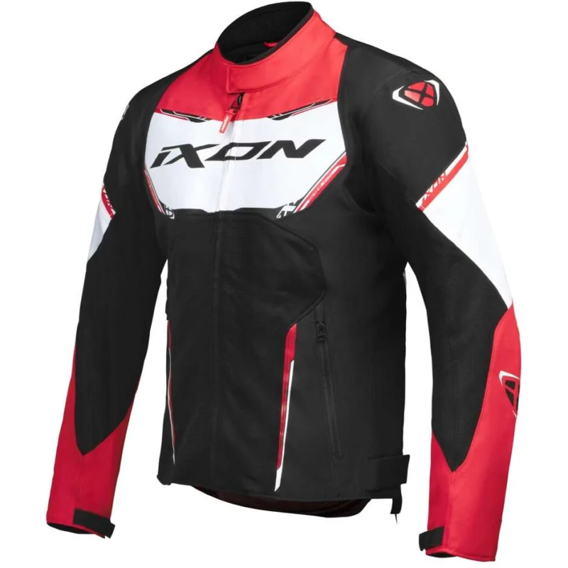 Compra Adesso Giubbotto Moto Estiva Ixon STRIKER AIR WP Nero Bianco Rosso