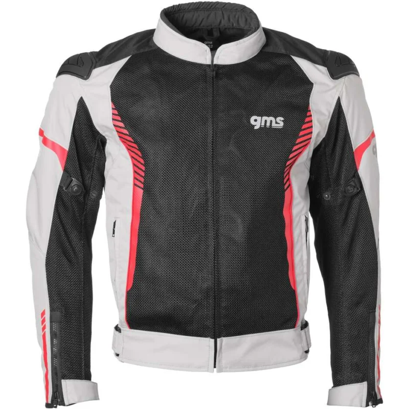 Professionale Giubbotto Moto Estivo Gms SAMU Mesh Grigio Nero Rosso