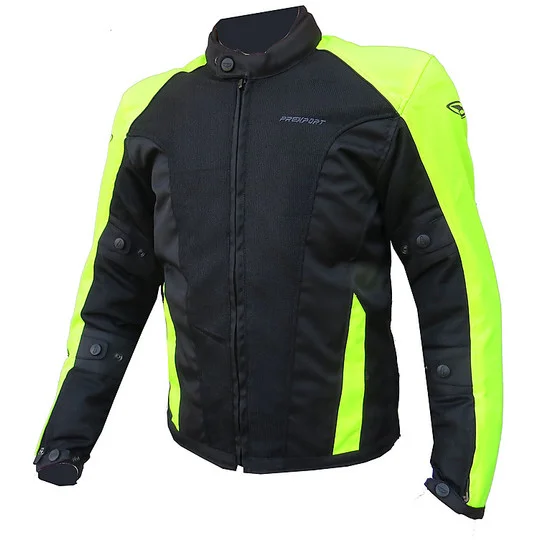 Giubbotto Moto Estivo In Tessuto Prexport Eclipse Nero Giallo Fluo Traforato Impermeabile Super Prezzo