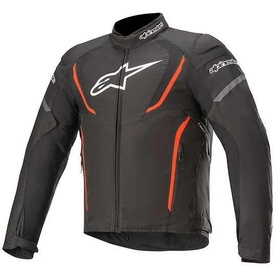 Giubbotto Moto Impermeabile in Tessuto Alpinestars T-JAW v3 Waterproof Nero Rosso Fluo Reso Gratuito