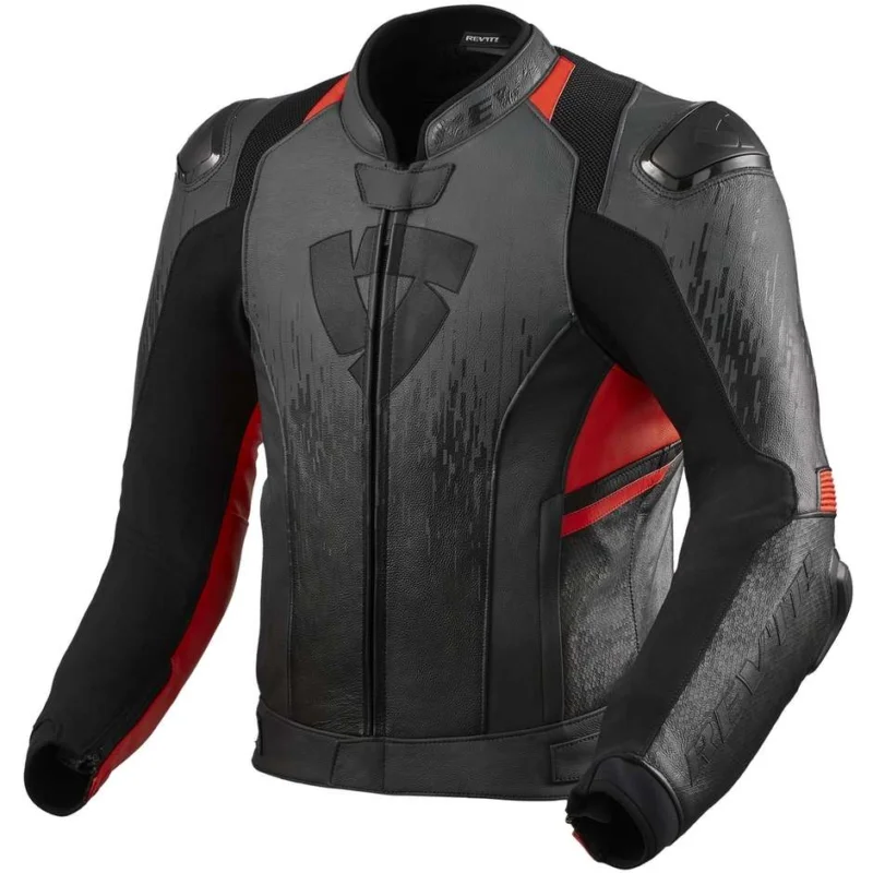 Giubbotto Moto in Pella racing Rev'it QUANTUM 2 Antracite Neon Rosso Compra Oggi Stesso
