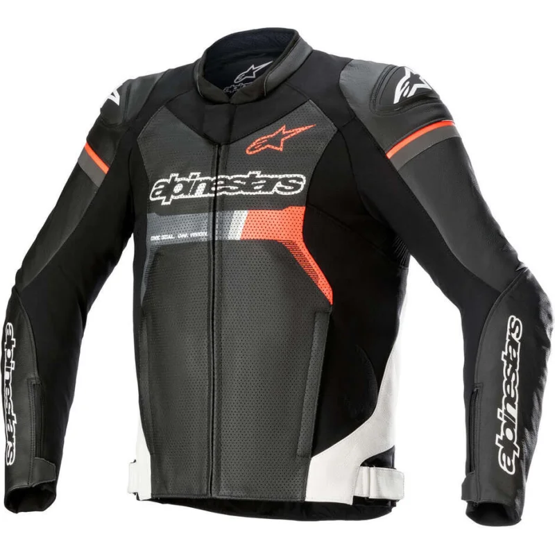 Bestseller Giubbotto Moto in Pelle Alpinestars GP FORCE AIRFLOW Fluo Rosso Bianco Nero
