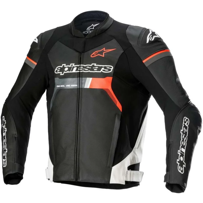 Super Prezzo Giubbotto Moto in Pelle Alpinestars GP FORCE Fluo Rosso Bianco Nero