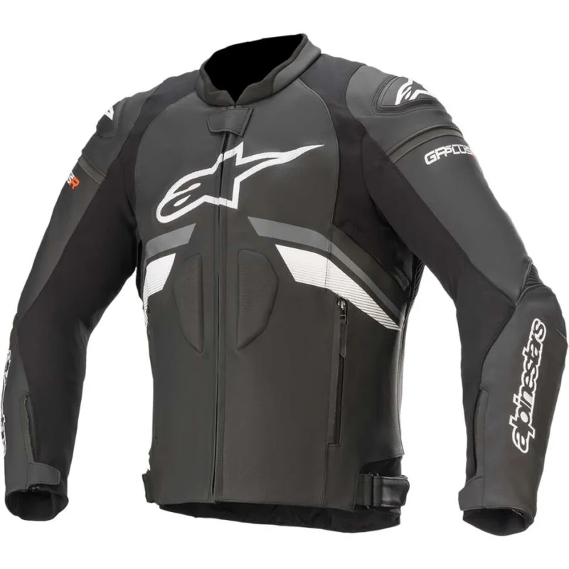 Promozione Esclusiva Giubbotto Moto in Pelle Alpinestars GP PLUS R V3 Bianco Grigio scuro Nero