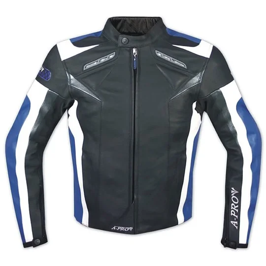 Giubbotto Moto in Pelle CE Racing American-Pro ARROW Nero Blu Promo Stagionale