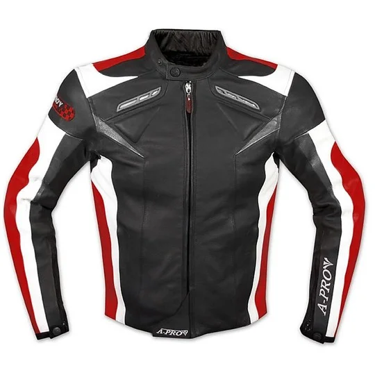 Giubbotto Moto in Pelle CE Racing American-Pro ARROW Nero Rosso Occasione