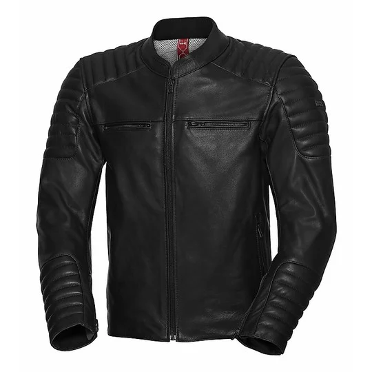 Giubbotto Moto In Pelle Custom Ixs Classic LD DARK Nero Sconto