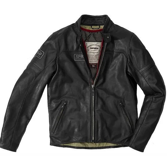 Prezzo Conveniente Giubbotto Moto In Pelle Custom Spidi VINTAGE Nero