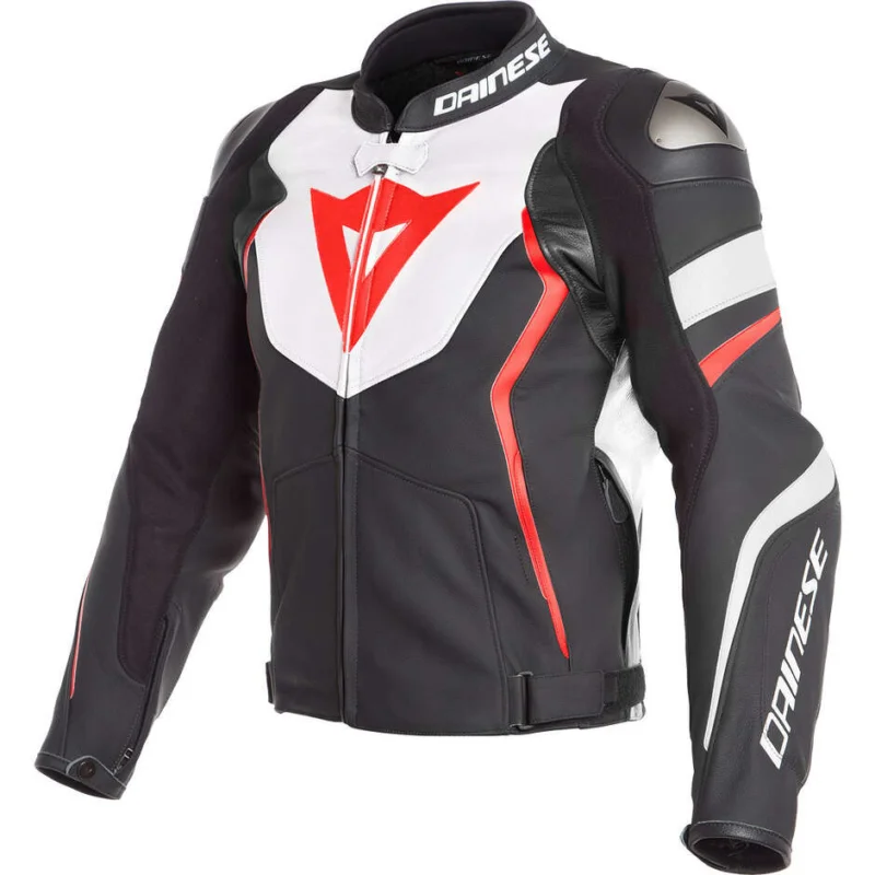 Giubbotto Moto In Pelle Dainese AVRO 4 Nero Bianco Rosso Promo Stagionale