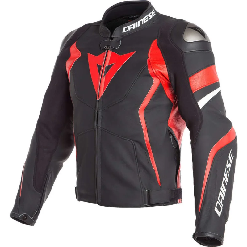 Giubbotto Moto In Pelle Dainese AVRO 4 Nero Rosso Bianco Spedizione Espresso