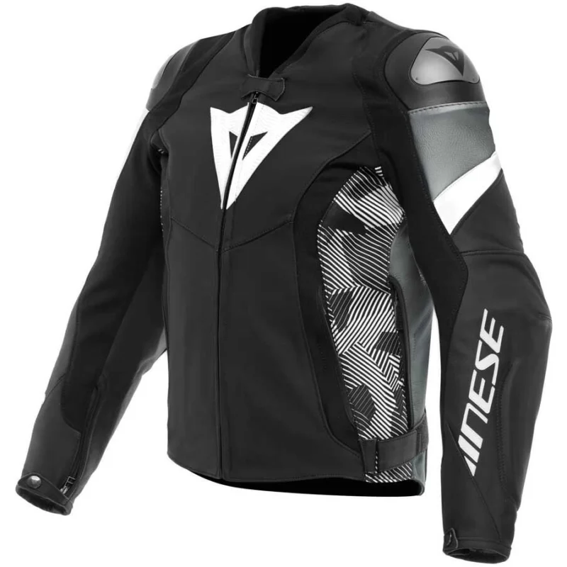 Promozione Esclusiva Giubbotto Moto in Pelle Dainese AVRO 5 Nero Bianco Antracite