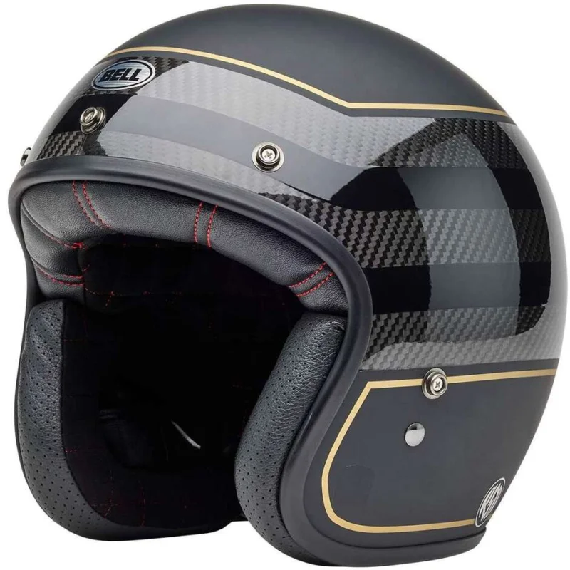 Occasione Imperdibile Bell Custom 500 Carbon Roland Sand The Redodo Jet Motorcycle Helmet, Matte Black Gloss