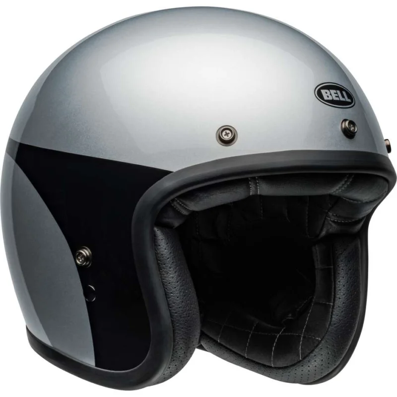 Prezzo Scontato Bell CUSTOM 500 CHASSIS Jet Cafe Racer Motorcycle Helmet Silver Black Gloss