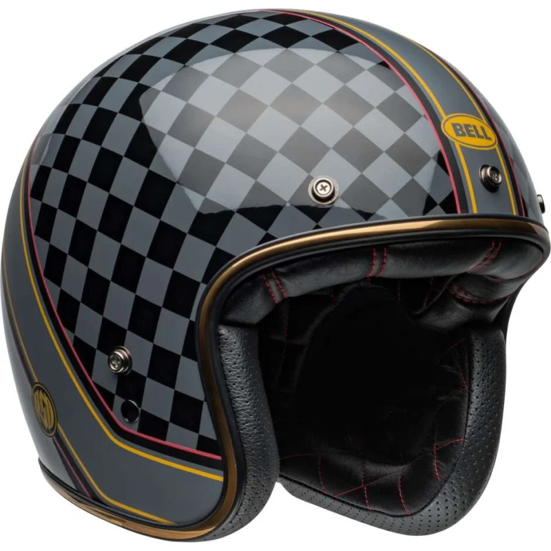 Prezzo Conveniente Bell CUSTOM 500 ROLAND SAND WREAKERS Jet Cafe Racer Motorcycle Helmet Black Gold Matt Gloss