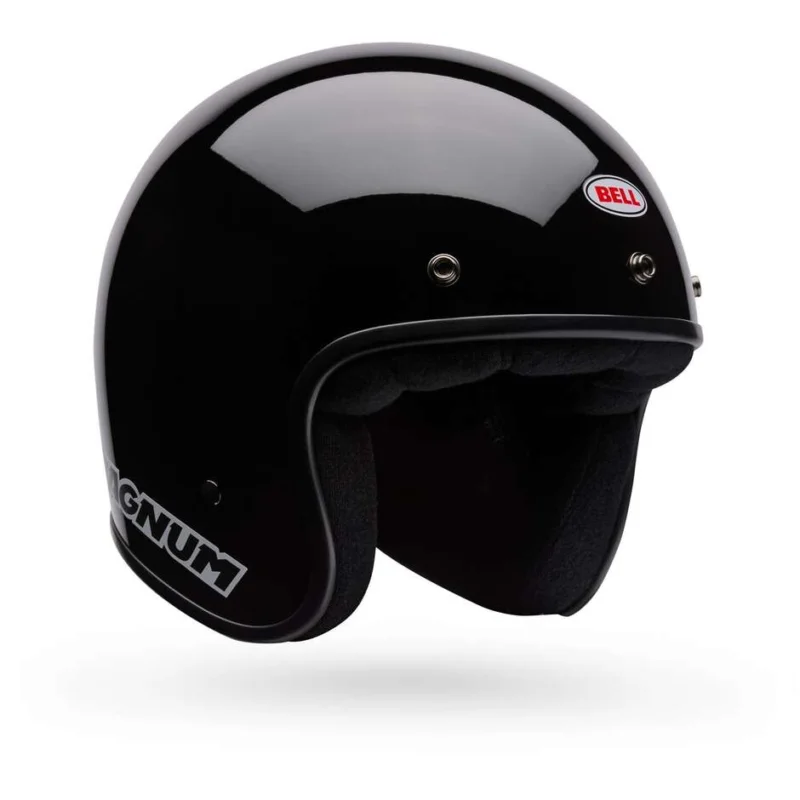 Bell MAGNUM Solid Black Cafe Racer Motorcycle Helmet Prezzo Scontato