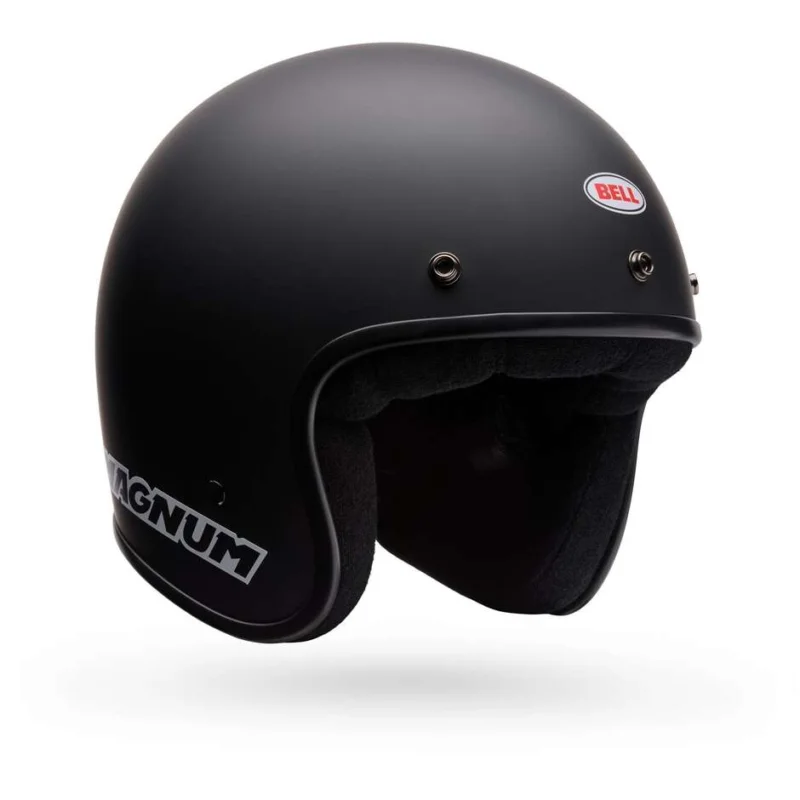 Affare Bell MAGNUM Solid Matte Black Cafe Racer Motorcycle Helmet