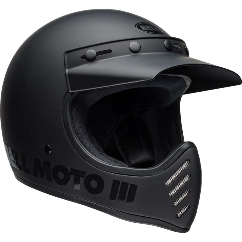 Bell MOTO-3 CLASSIC Custom Integral Motorcycle Helmet Glossy Matt Black Solo Oggi