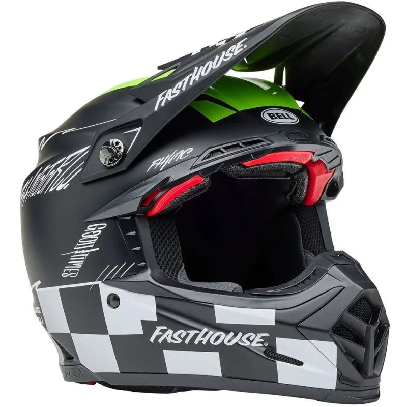 Pagamento Sicuro Bell MOTO-9S FLEX FASTHOUSE SMOKE BOMB Cross Enduro Motorcycle Helmet Black Yellow Fluorescent Matt Gloss