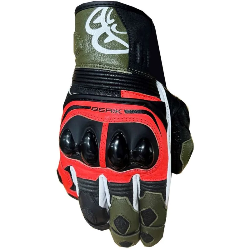 Prezzo Conveniente Berik 2.0 10509 Sprint Leather Motorcycle Gloves Black Green Red
