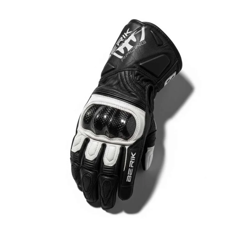 Berik 2.0 235102 FR Black White Racing Leather Motorcycle Gloves Affare
