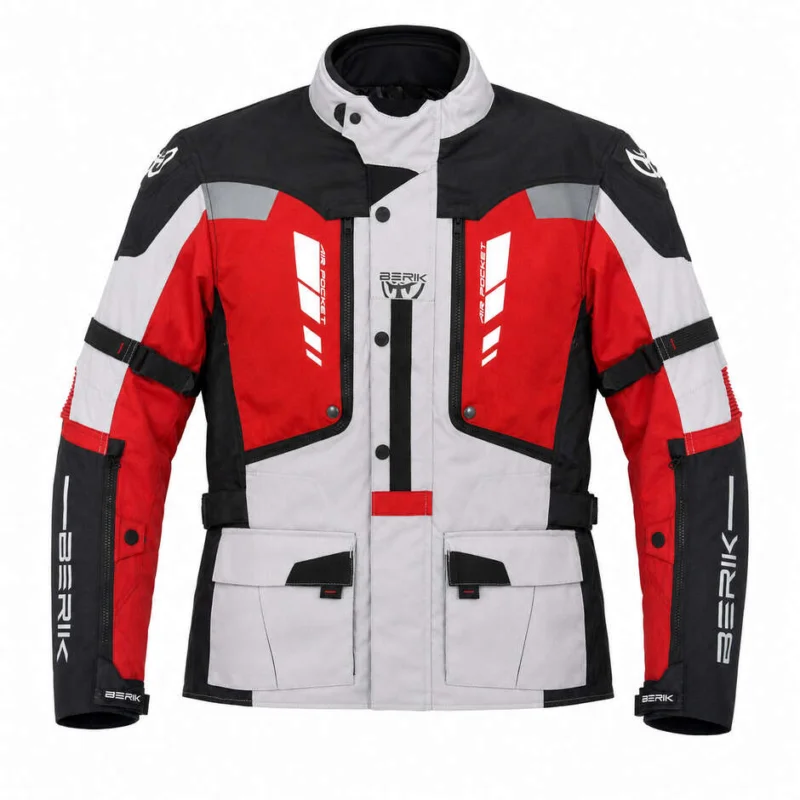 Prezzo Scontato Berik 2.0 Adventure Nj-253328 Technical Motorcycle Jacket Black White Red Fluorescent