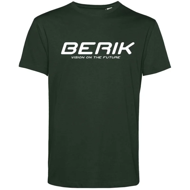 Promozione Berik 2.0 Crewneck TEE T-Shirt In Green Organic Cotton with White Writing