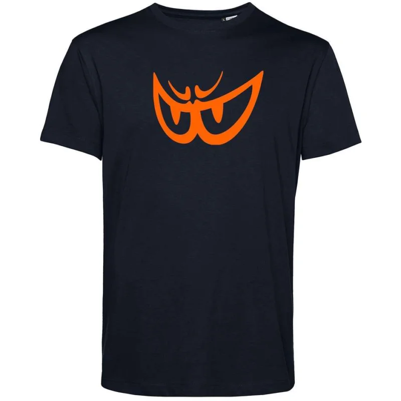 Berik 2.0 Crew Neck TEE T-Shirt In Navy Blue Organic Cotton Orange Eye Spedito Oggi