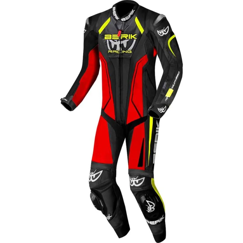 Berik 2.0 Full Motorcycle Suit In Kangaroo Leather LS1 9059 Black Red Yellow Fluo Prezzo Conveniente