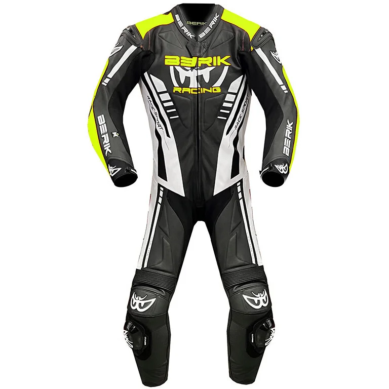 Berik 2.0 GP RACE Professional Leather Motorcycle Suit Whole Ls1 Ls1-191328-2 BK Black Yellow Fluo Quantità Limitata