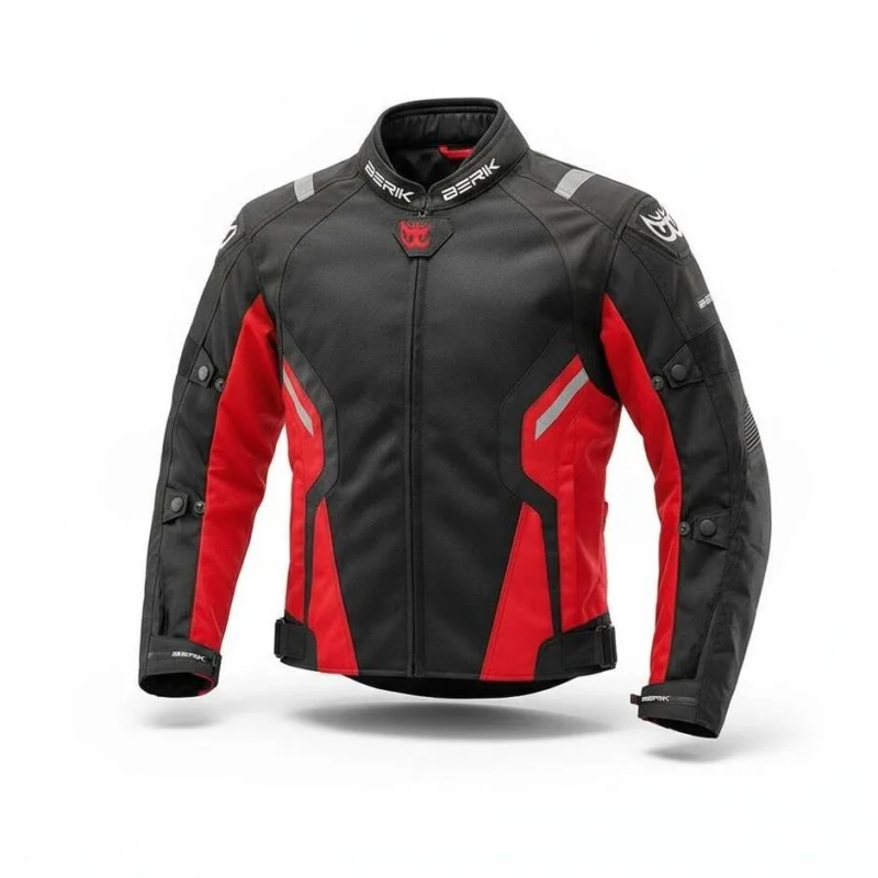 Berik 2.0 NJ-173315-IT Mesh Air Perforated Motorcycle Jacket Black Red Soddisfatti O Rimborsati