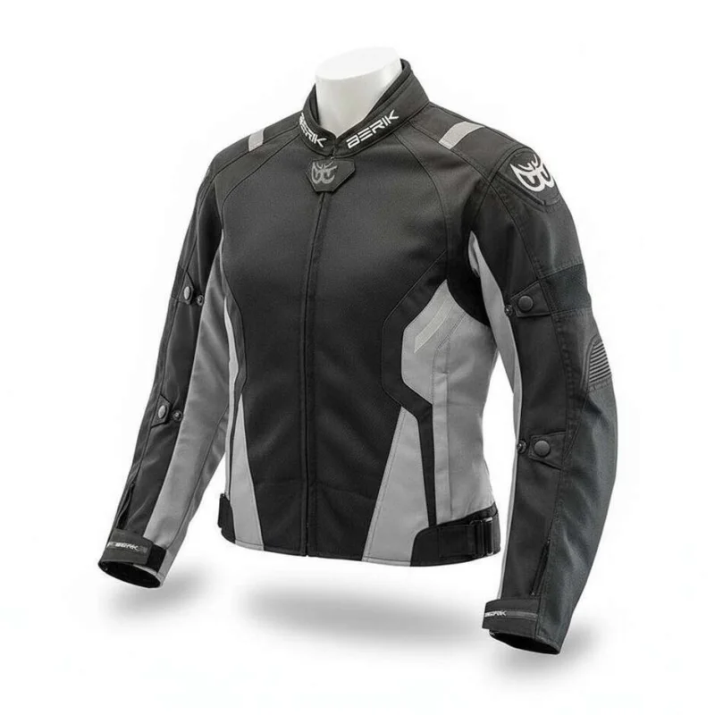 Esclusivo Berik 2.0 NJ-173315L-IT Mesh Air Women's Perforated Motorcycle Jacket Black Grey