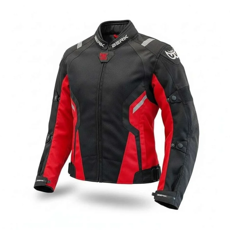 Berik 2.0 NJ-173315L-IT Mesh Air Women's Perforated Motorcycle Jacket Black Red Soddisfatti O Rimborsati