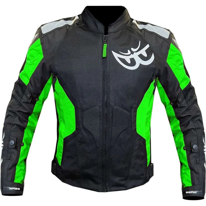 Economico Berik 2.0 NJ-173315 Mesh Air Perforated Motorcycle Jacket Removable Lining Black Fluorescent Green