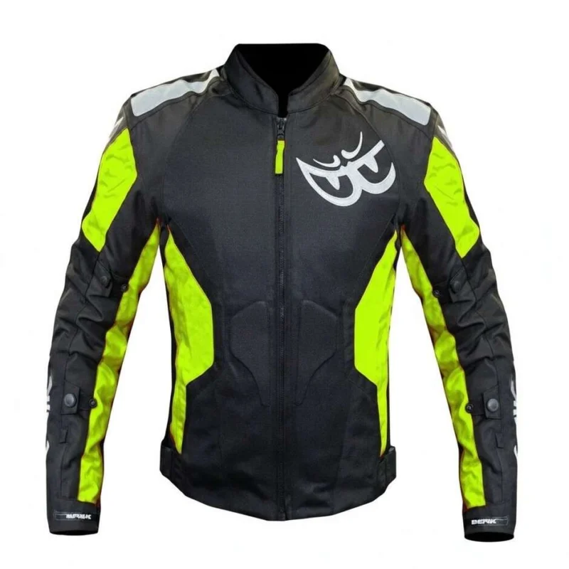 Berik 2.0 NJ-173315 Mesh Air Perforated Motorcycle Jacket Removable Lining Black Fluorescent Yellow Promozione Esclusiva