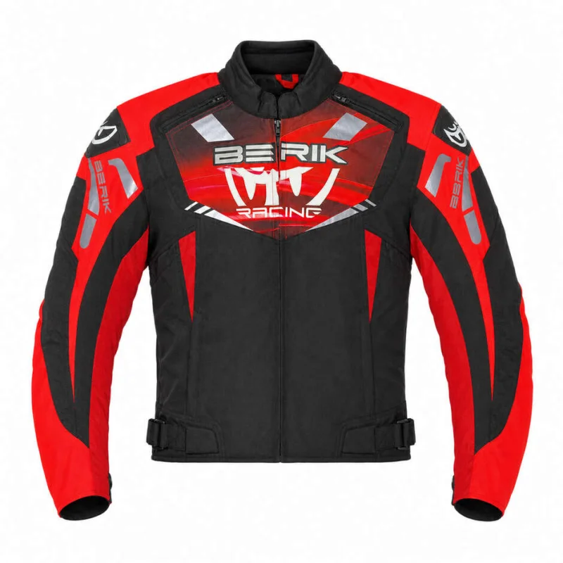 Berik 2.0 NJ-253302AU Technical Fabric Motorcycle Jacket Black Fluorescent Red Grey Offerta