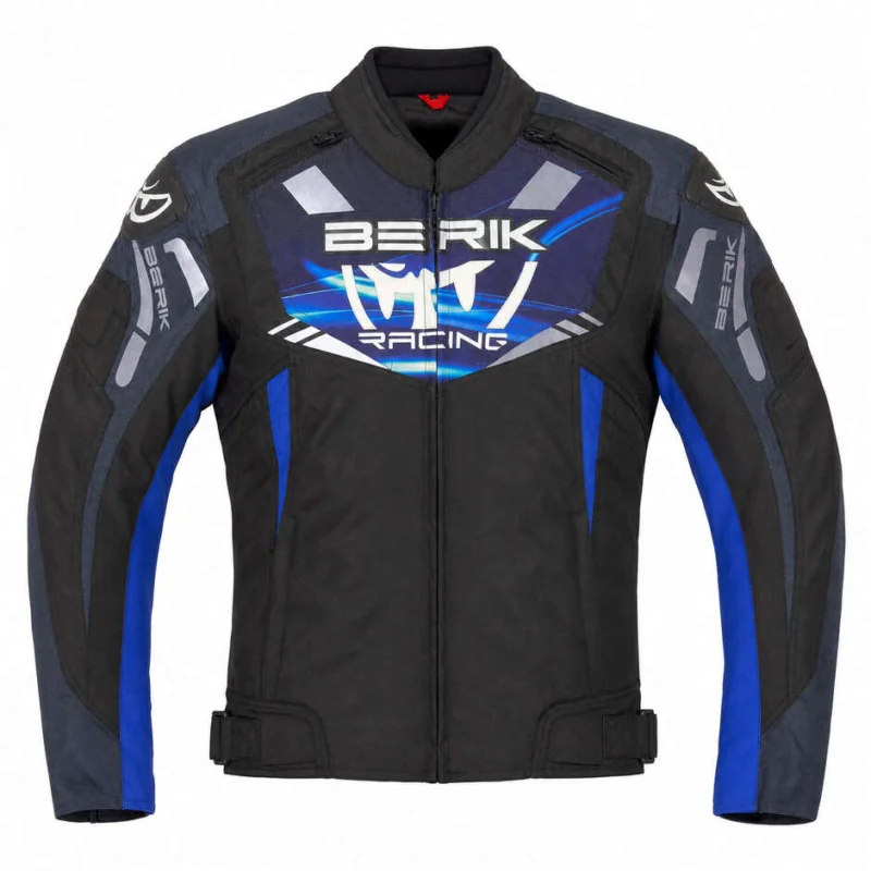 Prezzo Di Fabbrica Berik 2.0 NJ-253302AU Technical Fabric Motorcycle Jacket Black Royal Blue Grey