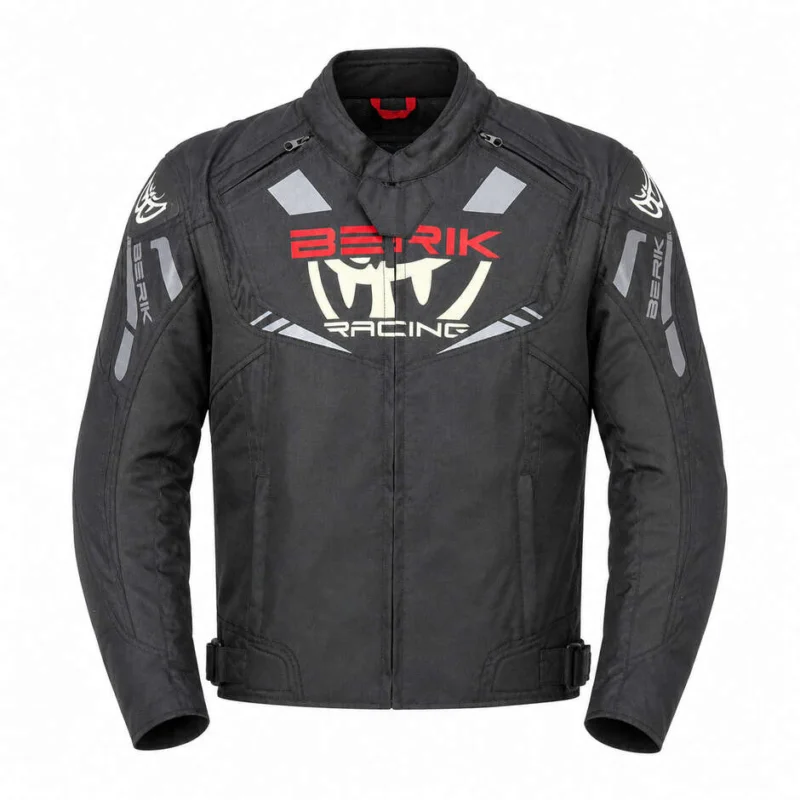 Berik 2.0 NJ-253302 Technical Fabric Motorcycle Jacket Black White Red Spedizione Espresso