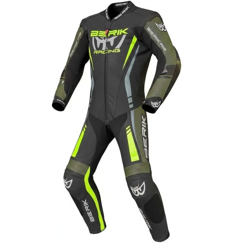 Berik 2.0 Professional Leather Motorcycle Suit Ls1-171334FR Black Military Green Ultima Occasione