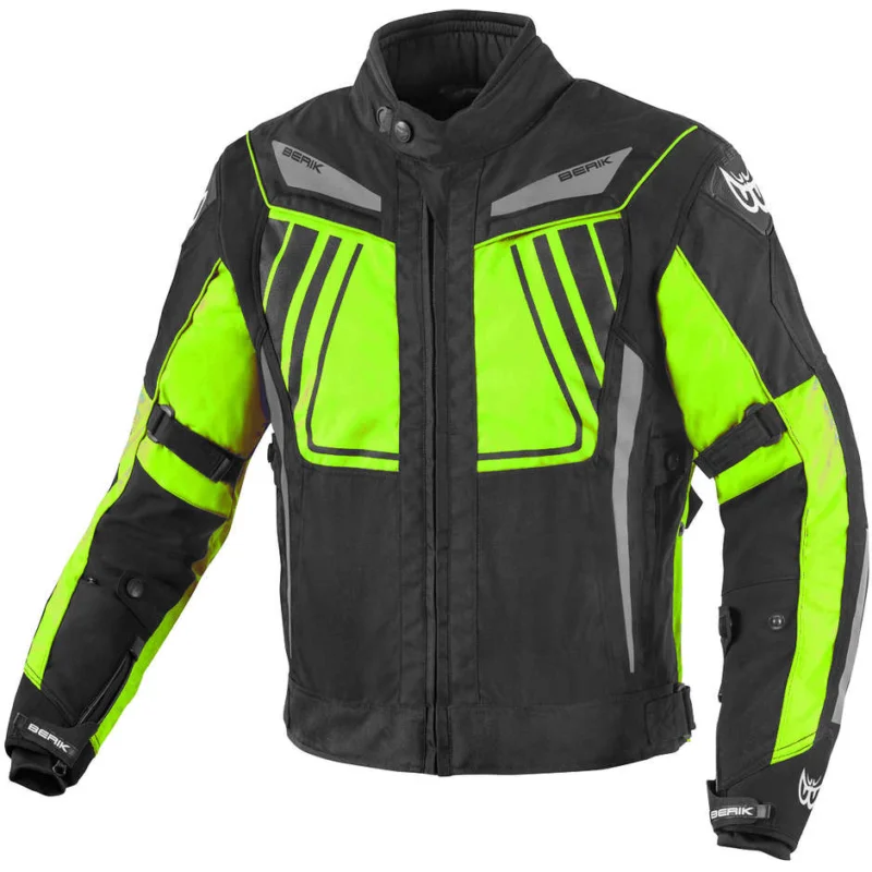 Berik 2.0 Technical Fabric Motorcycle Jacket NJ-193323A WP Black White Yellow Fluo Spedizione Gratuita