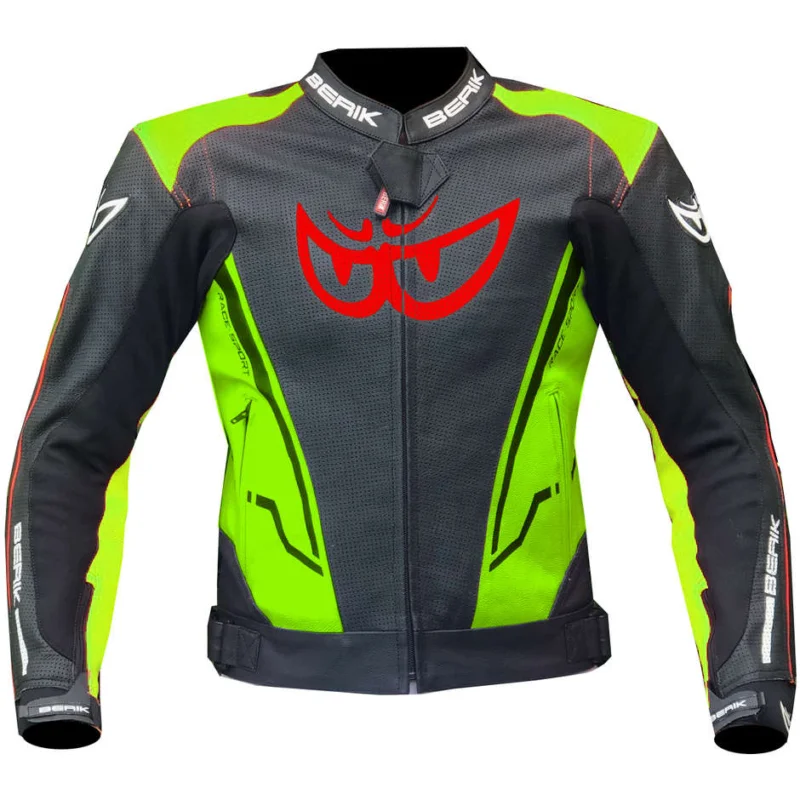 Di Tendenza Berik 2.0 Technical Motorcycle Jacket in Leather LJ 181334-A Sport Black Yellow Fluo