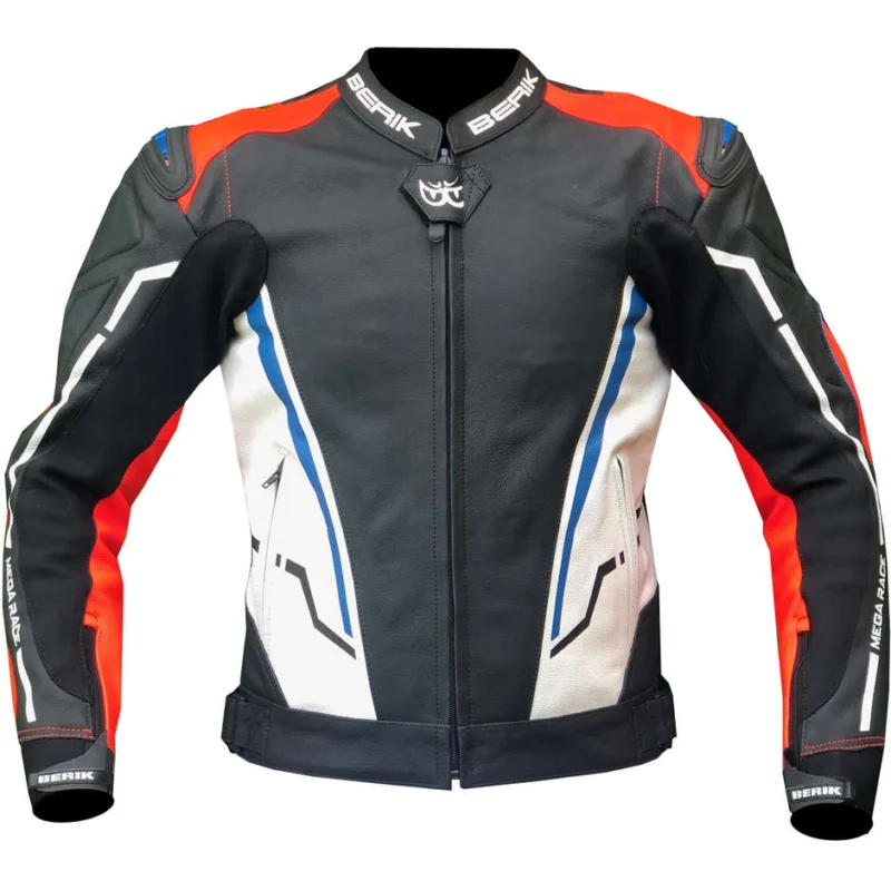 Ultimissimo Modello Berik 2.0 Technical Motorcycle Jacket in Leather LJ 181334-B Racing Black Red White