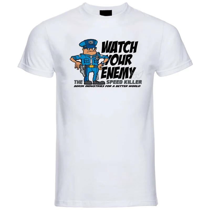 Berik 2.0 White T-Shirt Watch Your Enemy Crewneck Black Print Offerta