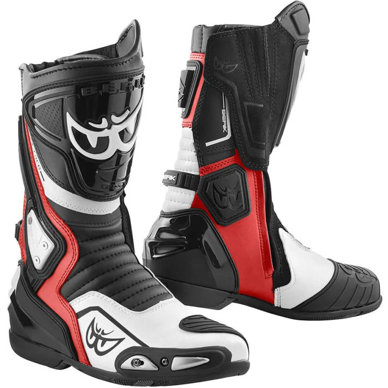 Saldi Berik Donington 1563-BK Black Red Fluo Racing Motorcycle Boots
