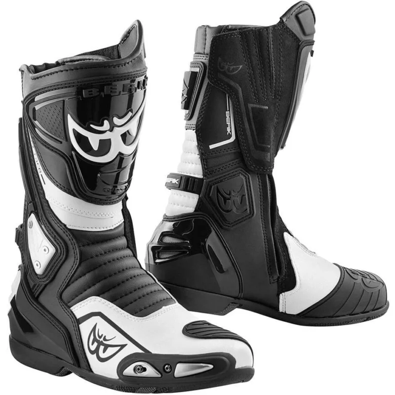 Acquista Ora Berik Donington 1563-BK Black White Motorcycle Racing Boots